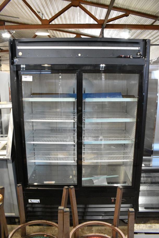 BRAND NEW SCRATCH AND DENT! 2024 Avantco 178GDS47HCB Metal Commercial 2 Door Reach In Cooler Merchandiser on Commercial Casters. 115 Volts, 1 Phase. Tested and Working! - Image 1 of 12