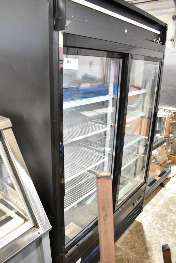 BRAND NEW SCRATCH AND DENT! 2024 Avantco 178GDS47HCB Metal Commercial 2 Door Reach In Cooler Merchandiser on Commercial Casters. 115 Volts, 1 Phase. Tested and Working! - Image 2 of 12