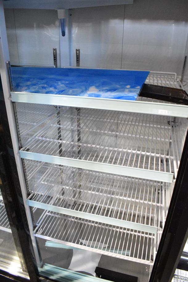 BRAND NEW SCRATCH AND DENT! 2024 Avantco 178GDS47HCB Metal Commercial 2 Door Reach In Cooler Merchandiser on Commercial Casters. 115 Volts, 1 Phase. Tested and Working! - Image 8 of 12