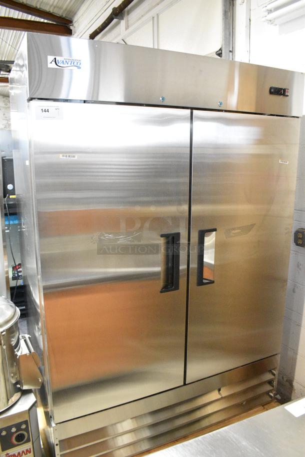 BRAND NEW SCRATCH AND DENT! Avantco 178A49FHC Stainless Steel Commercial 2 Door Reach In Freezer. 115 Volts, 1 Phase. Tested and Powers On But Does Not Get Cold - Image 1 of 8