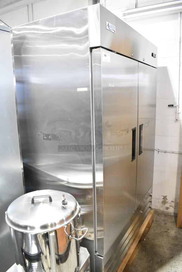 BRAND NEW SCRATCH AND DENT! Avantco 178A49FHC Stainless Steel Commercial 2 Door Reach In Freezer. 115 Volts, 1 Phase. Tested and Powers On But Does Not Get Cold - Image 2 of 8