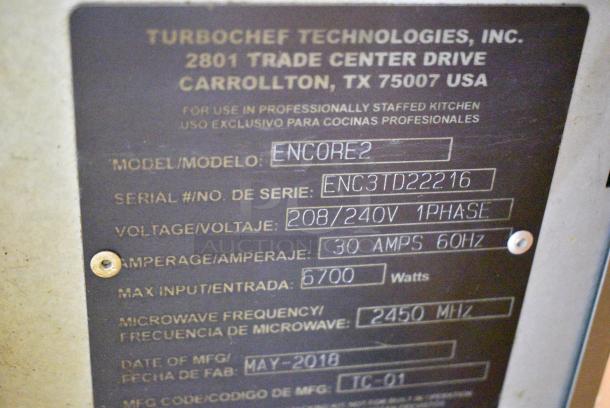 2018 Turbochef Encore2 Stainless Steel Commercial Countertop Electric Powered Rapid Cook Oven. 208/240 Volts, 1 Phase. - Image 5 of 6