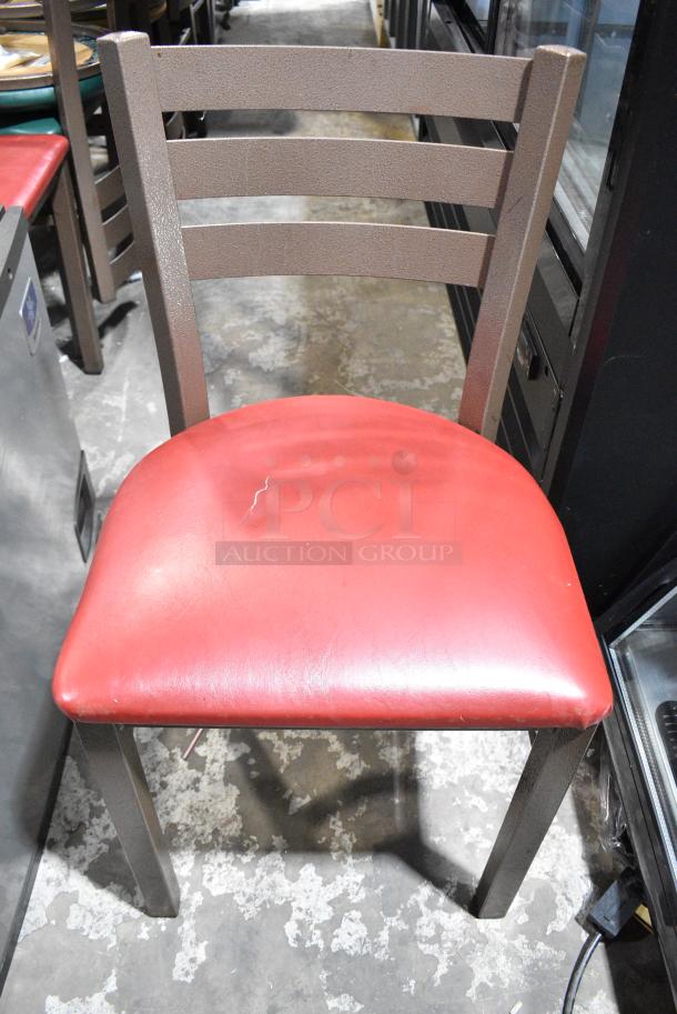 11 Brown Metal Chairs w/ Various Colored Seats. 7 Dining Height and 4 Bar Height. 11 Times Your Bid! - Image 1 of 8