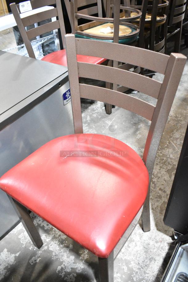 11 Brown Metal Chairs w/ Various Colored Seats. 7 Dining Height and 4 Bar Height. 11 Times Your Bid! - Image 3 of 8