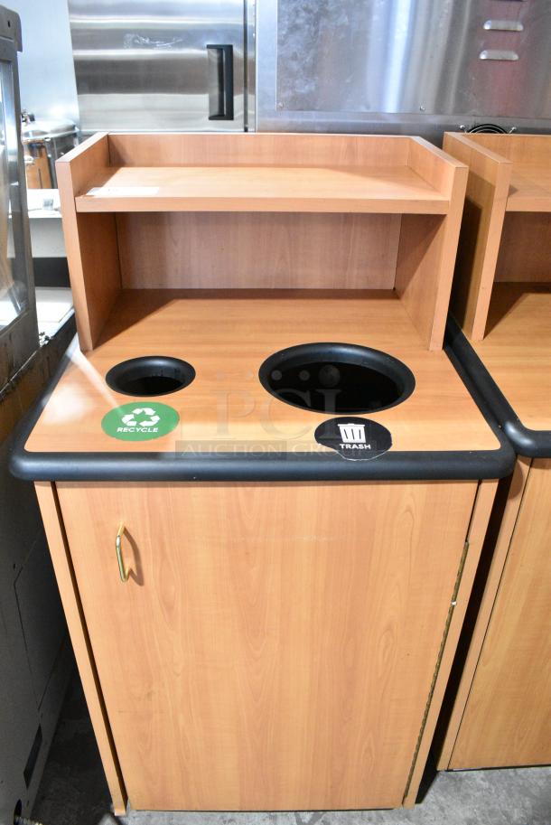 2 Wood Pattern Trash Can Shell w/ Trash Deposit Hole, Tray Return and Door. 2 Times Your Bid! - Image 2 of 6