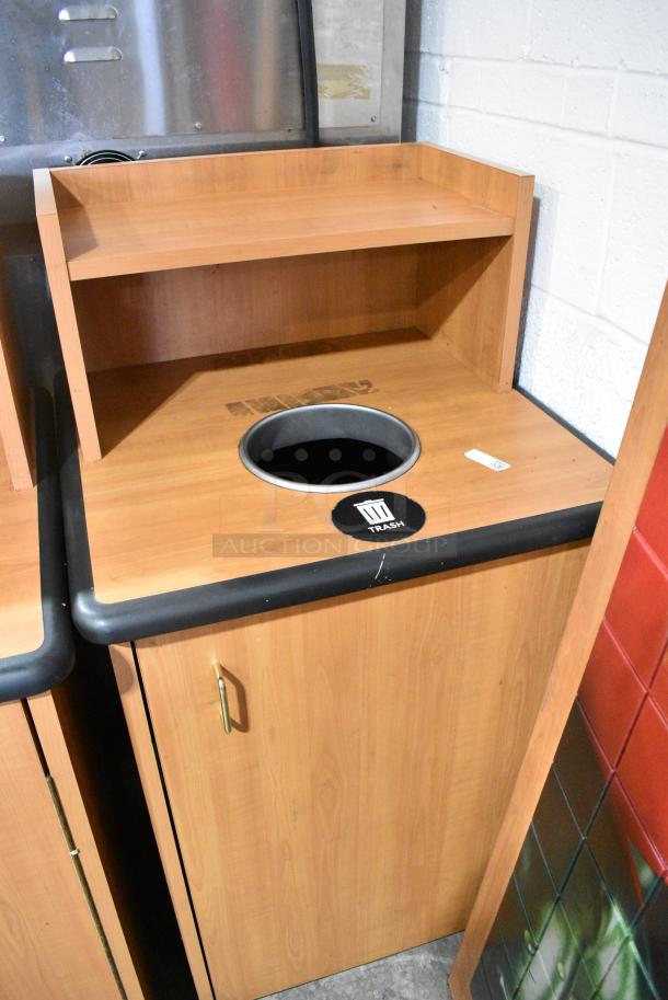 2 Wood Pattern Trash Can Shell w/ Trash Deposit Hole, Tray Return and Door. 2 Times Your Bid! - Image 3 of 6