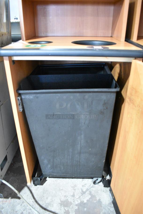 2 Wood Pattern Trash Can Shell w/ Trash Deposit Hole, Tray Return and Door. 2 Times Your Bid! - Image 4 of 6