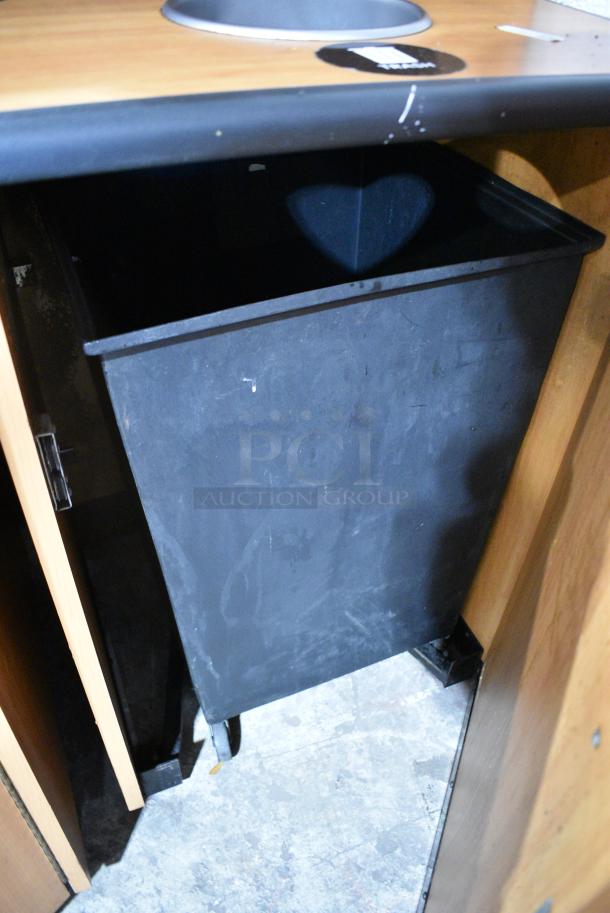 2 Wood Pattern Trash Can Shell w/ Trash Deposit Hole, Tray Return and Door. 2 Times Your Bid! - Image 5 of 6