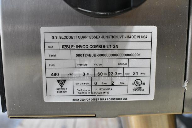 BRAND NEW SCRATCH AND DENT! 2024 Blodgett 62BLE INVOQ Stainless Steel Commercial Single Full Size Combi Oven - Boilerless, 480 Volts, 3 Phase. - Image 11 of 12