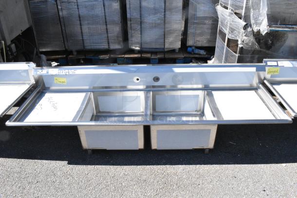 BRAND NEW SCRATCH AND DENT! Regency 600T2323224 Stainless Steel 2 Bay Sink w/ Dual Drain Boards. No Legs. - Image 1 of 8