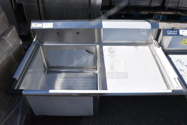 BRAND NEW SCRATCH AND DENT! Regency 600S1242424R Stainless Steel Single Bay Sink w/ Right Side Drain Board. No Legs. - Image 1 of 6