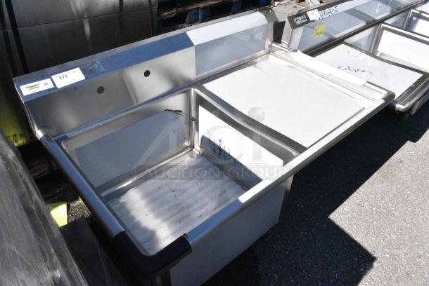 BRAND NEW SCRATCH AND DENT! Regency 600S1242424R Stainless Steel Single Bay Sink w/ Right Side Drain Board. No Legs. - Image 2 of 6