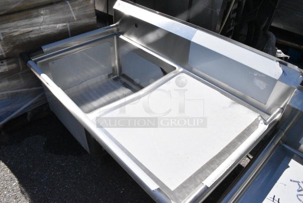 BRAND NEW SCRATCH AND DENT! Regency 600S1242424R Stainless Steel Single Bay Sink w/ Right Side Drain Board. No Legs. - Image 3 of 6