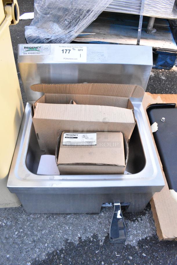 BRAND NEW SCRATCH AND DENT! Regency 600HS17KO 17" x 15" Wall Mounted Hands-Free Hand Sink with Knee Operated Valve 600HS17KO - Image 1 of 6