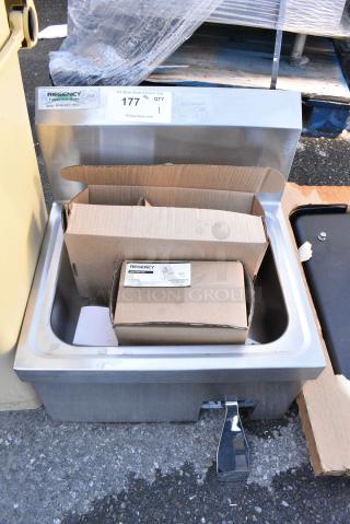 BRAND NEW SCRATCH AND DENT! Regency 600HS17KO 17" x 15" Wall Mounted Hands-Free Hand Sink with Knee Operated Valve 600HS17KO