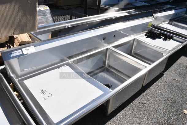 BRAND NEW SCRATCH AND DENT! Regency 600S22323224 Stainless Steel 2 Bay Sink w/ Dual Drain Board. No Legs. - Image 2 of 8