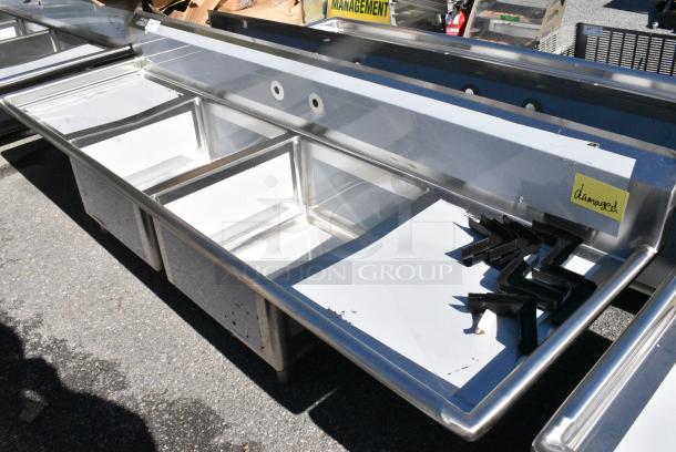 BRAND NEW SCRATCH AND DENT! Regency 600S22323224 Stainless Steel 2 Bay Sink w/ Dual Drain Board. No Legs. - Image 3 of 8