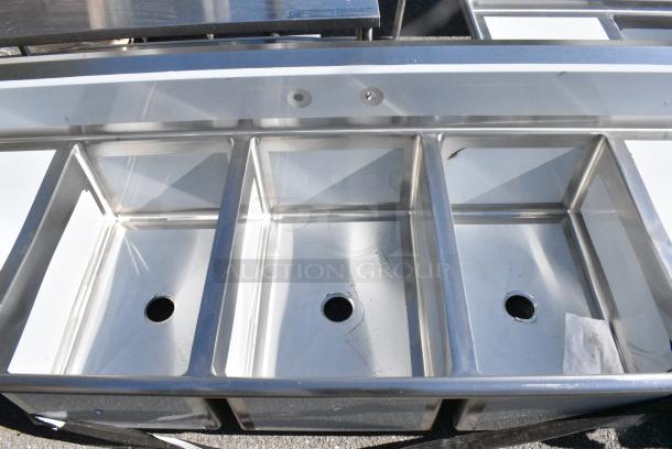 BRAND NEW SCRATCH AND DENT! Regency 600S32030220 Stainless Steel 3 Bay Sink w/ Dual Drain Board. No Legs. - Image 5 of 6