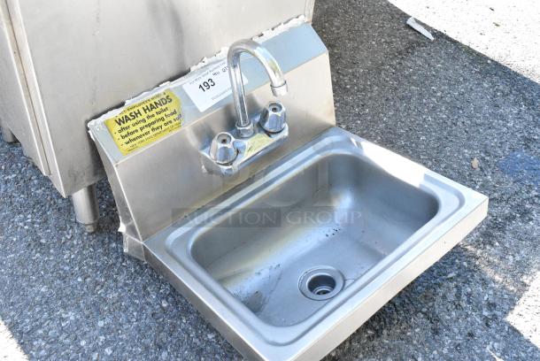 Stainless Steel Single Bay Wall Mount Sink w/ Faucet and Handles. - Image 2 of 5