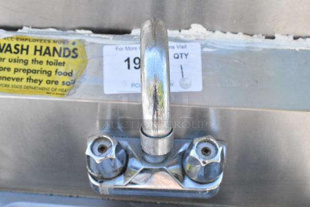 Stainless Steel Single Bay Wall Mount Sink w/ Faucet and Handles. - Image 4 of 5