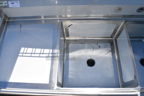 BRAND NEW SCRATCH AND DENT1`Regency 600S3242424C Stainless Steel 3 Bay L Shaped Sink w/ Dual Drain Boards. No Legs. - Image 6 of 7