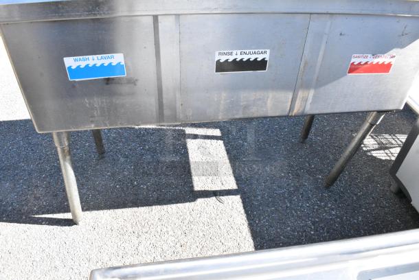 Duke Stainless Steel 3 Bay Sink w/ Left Side Drain Boards, Faucet, Handles and Spray Nozzle Attachment - Image 3 of 7