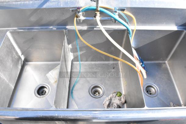 Duke Stainless Steel 3 Bay Sink w/ Left Side Drain Boards, Faucet, Handles and Spray Nozzle Attachment - Image 5 of 7