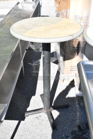 2 Round Bar Height Table on Black Metal Table Base. 2 Times Your Bid!