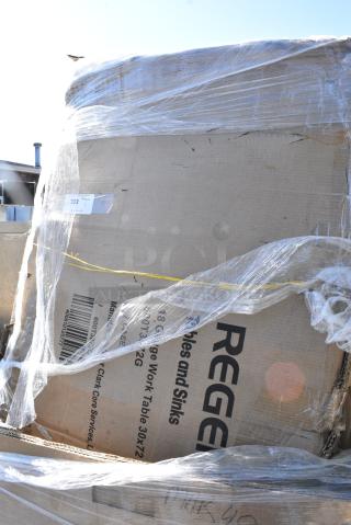 BRAND NEW SCRATCH AND DENT! Regency 600T3072G 30" x 72" 18-Gauge 304 Stainless Steel Commercial Work Table with Galvanized Legs and Undershelf. May Be Missing Pieces