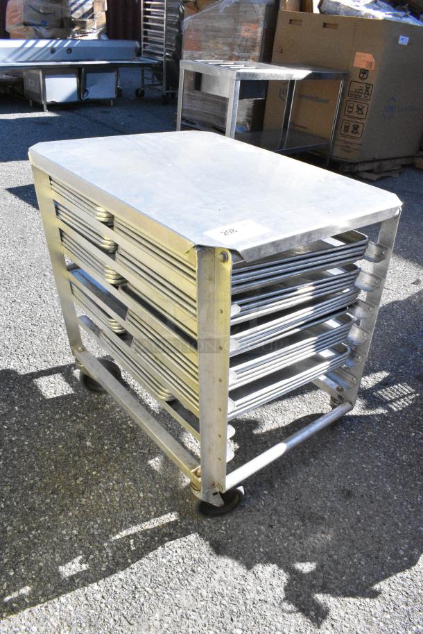 Metal Pan Transport Rack on Commercial Casters w/ 20 Metal Baking Pans. - Image 3 of 5