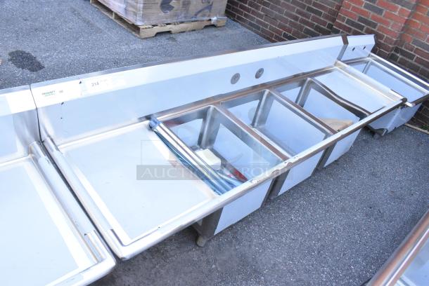 BRAND NEW SCRATCH AND DENT! Regency 600S31620218 Stainless Steel 3 Bay Sink w/ Dual Drain Boards. - Image 1 of 10