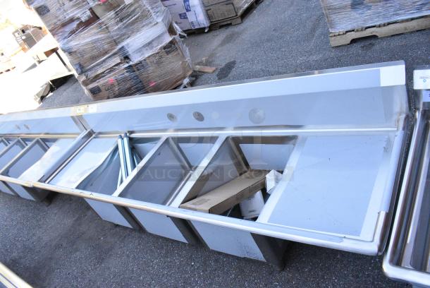 BRAND NEW SCRATCH AND DENT! Regency 600S31620218 Stainless Steel 3 Bay Sink w/ Dual Drain Boards. - Image 2 of 10
