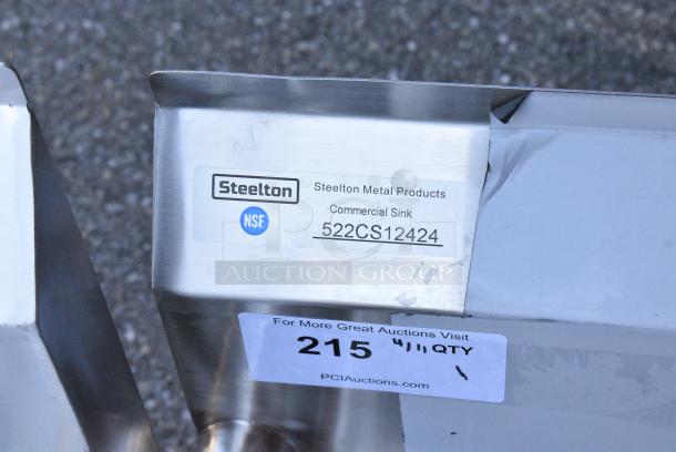 BRAND NEW SCRATCH AND DENT! Steelton 522CS12424 29 1/2" 18-Gauge Stainless Steel One Compartment Commercial Sink without Drainboard - 24" x 24" x 12" Bowl. No Legs. - Image 4 of 4
