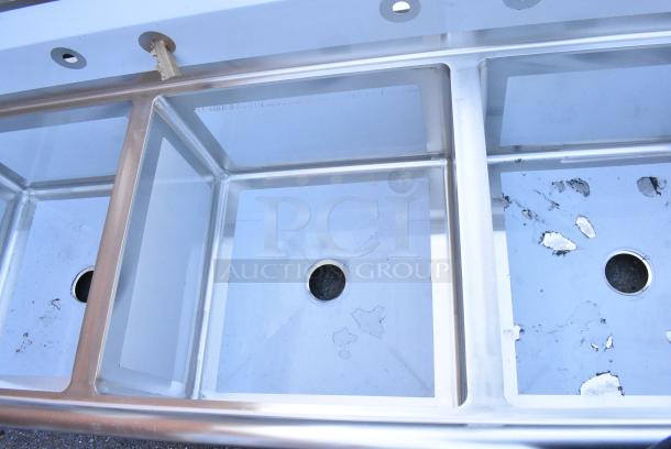 BRAND NEW SCRATCH AND DENT! Regency 600S3242424L Stainless STeel 3 Bay Sink w/ Left Side Drain Board. No Legs. - Image 3 of 6
