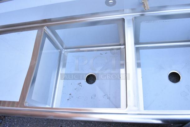 BRAND NEW SCRATCH AND DENT! Regency 600S3242424L Stainless STeel 3 Bay Sink w/ Left Side Drain Board. No Legs. - Image 4 of 6