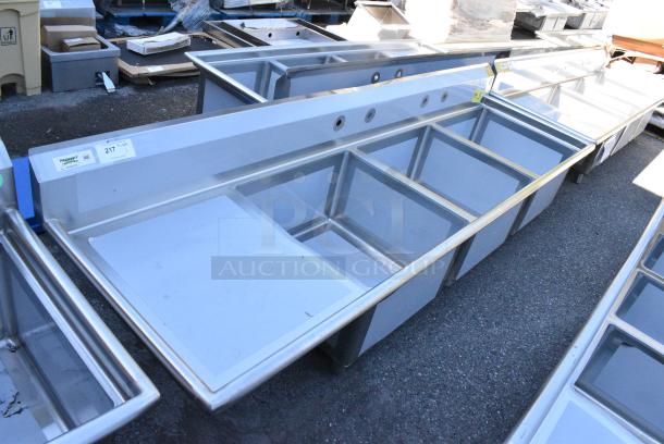 BRAND NEW SCRATCH AND DENT! Regency 600S3242424L Stainless Steel 3 Bay Sink w/ Left Side Drain Board. No Legs. - Image 1 of 7