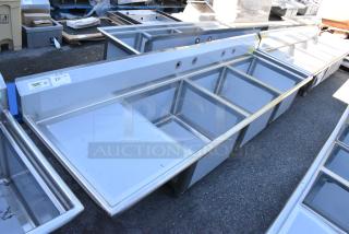 BRAND NEW SCRATCH AND DENT! Regency 600S3242424L Stainless Steel 3 Bay Sink w/ Left Side Drain Board. No Legs.