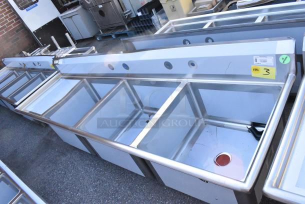 BRAND NEW SCRATCH AND DENT! Regency 600S3242424L Stainless Steel 3 Bay Sink w/ Left Side Drain Board. No Legs. - Image 2 of 7