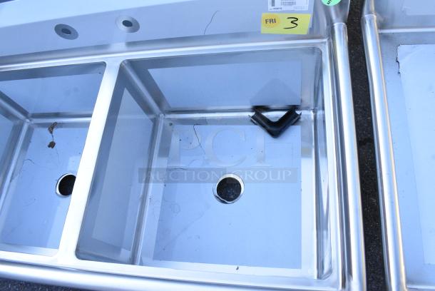 BRAND NEW SCRATCH AND DENT! Regency 600S3242424L Stainless Steel 3 Bay Sink w/ Left Side Drain Board. No Legs. - Image 3 of 7