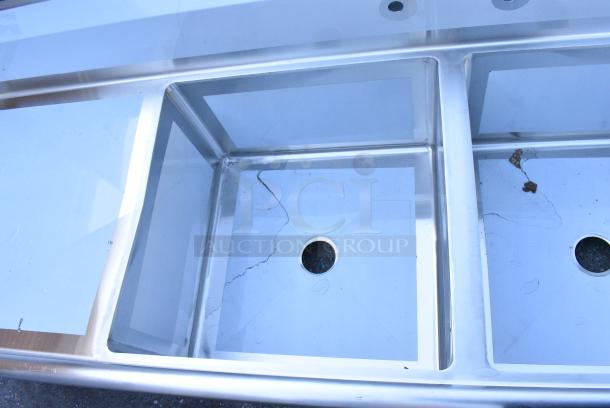 BRAND NEW SCRATCH AND DENT! Regency 600S3242424L Stainless Steel 3 Bay Sink w/ Left Side Drain Board. No Legs. - Image 5 of 7