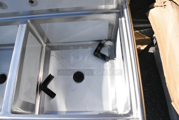 BRAND NEW SCRATCH AND DENT! Regency 600S3242424L Stainless Steel 3 Bay Sink w/ Left Side Drain Board. No Legs. - Image 3 of 7