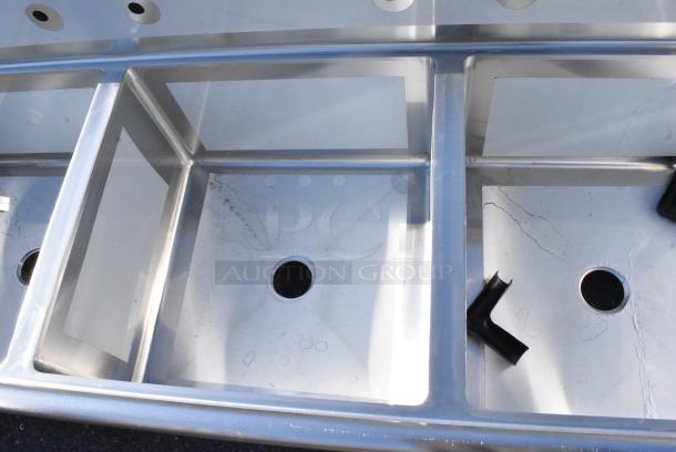 BRAND NEW SCRATCH AND DENT! Regency 600S3242424L Stainless Steel 3 Bay Sink w/ Left Side Drain Board. No Legs. - Image 4 of 7