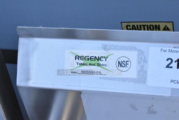 BRAND NEW SCRATCH AND DENT! Regency 600S3242424L Stainless Steel 3 Bay Sink w/ Left Side Drain Board. No Legs. - Image 7 of 7