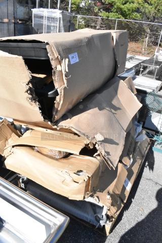 6 BRAND NEW SCRATCH AND DENT! Items Including 600FWT2472US Regency 24" x 72" 18-Gauge Stainless Steel Folding Work Table with Removable Undershelf, 600PFT3060HD Lavex Pro 30" x 60" 2,500 lb. Heavy-Duty Steel Platform Truck, 600PRW38ELKD Regency 38 Pan End Load Wire Bun / Sheet Pan Rack - Unassembled. 6 Times Your Bid!