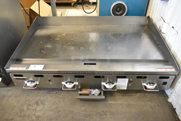 BRAND NEW SCRATCH AND DENT! Vulcan MSA48-102 Stainless Steel Commercial Countertop Natural Gas Powered Flat Top Griddle w/ Thermostatic Controls. 108,000 BTU. - Image 1 of 8