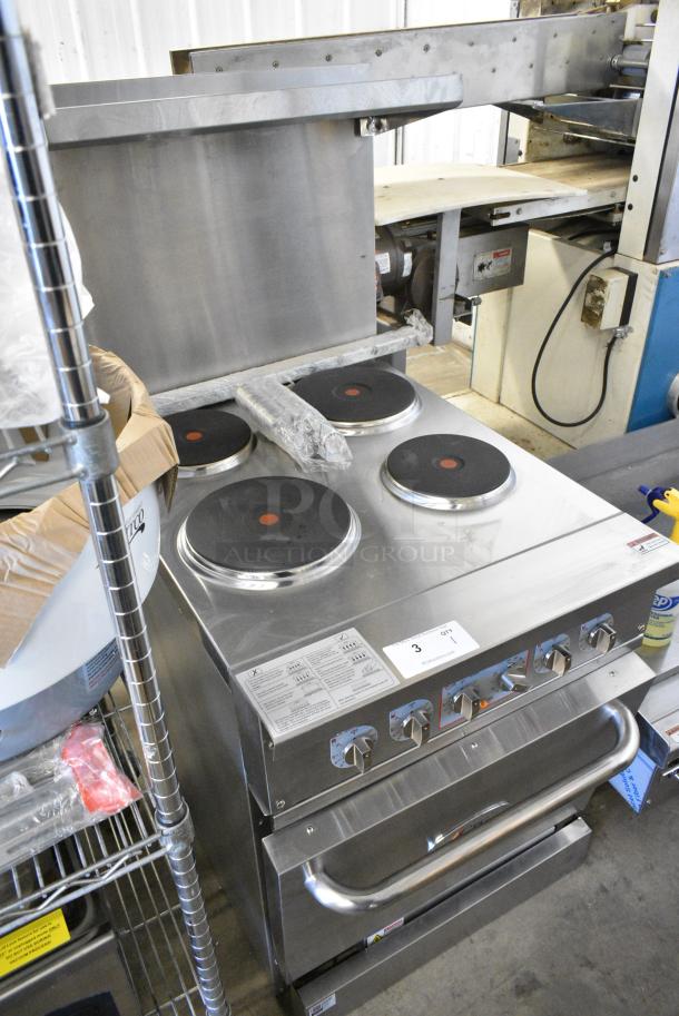 BRAND NEW SCRATCH AND DENT! Cooking Performance Group CPG 351ER24SC Stainless STeel 24" 4-Burner Electric Range with Space Saver Oven. 208 Volts, 3 Phase. - Image 2 of 14