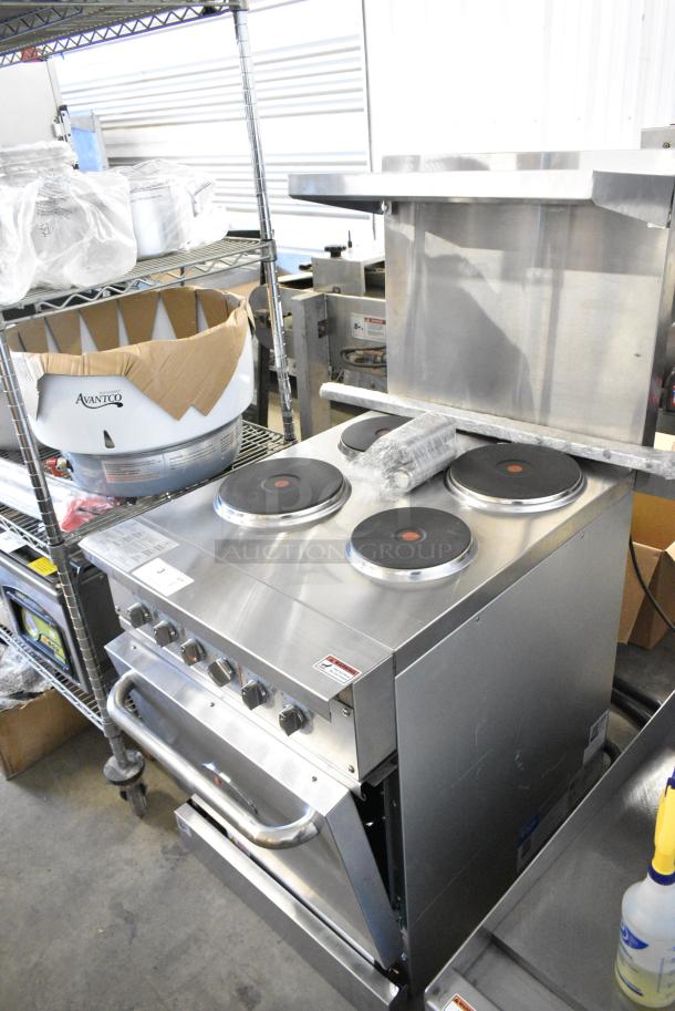 BRAND NEW SCRATCH AND DENT! Cooking Performance Group CPG 351ER24SC Stainless STeel 24" 4-Burner Electric Range with Space Saver Oven. 208 Volts, 3 Phase. - Image 3 of 14