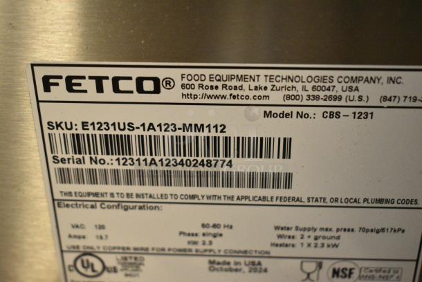 BRAND NEW SCRATCH AND DENT! 2024 Fetco CBS-1231 Stainless Steel Twin Automatic Coffee Brewer w/ Hot Water Dispenser and Metal Brew Basket. 120 Volts, 1 Phase. - Image 7 of 8