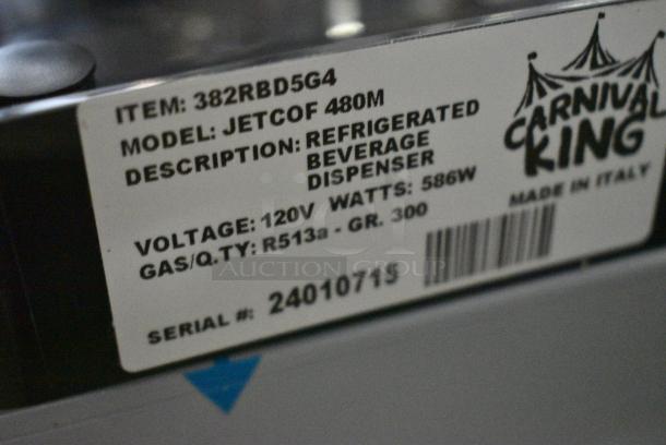 BRAND NEW SCRATCH AND DENT! 2024 Carnival King 382RBD5G4 JETCOF 480M Quadruple 5 Gallon Bowl Refrigerated Beverage Dispenser. 120 Volts, 1 Phase. Tested and Working! - Image 10 of 11