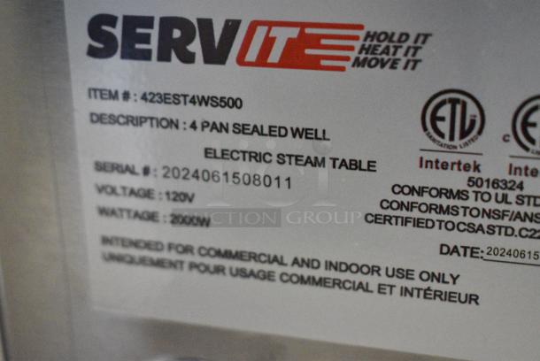 BRAND NEW SCRATCH AND DENT! 2024 ServIt 423EST4WS500 Stainless Steel Four Pan Sealed Well Electric Steam Table with Adjustable Undershelf. 120 Volts, 1 Phase. Cannot Test Due To Plug Style - Image 6 of 20